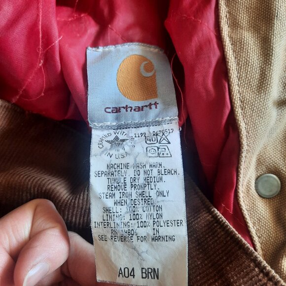 Carhartt Jacket Mens Brown 50 Tall Blanket Lined Chore Ranch C01 BRN & Hood A04 - Picture 2 of 10